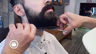 Rounded Beard Trim for Medium Beard at Barbershop [upl. by Ymmot520]