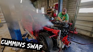 SMOKESTANG ROARS to Life for First Time EVER Cummins Swap Mustang [upl. by Zilevi]