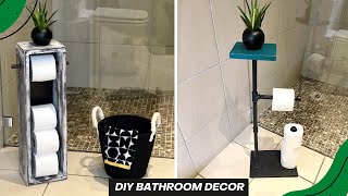 BATHROOM DECOR TOILET PAPER STAND  HOW TO  USING WOOD amp GALVANIZED PIPES  COME DECORATE WITH ME [upl. by Mala]