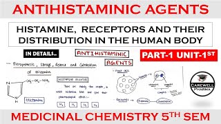 Antihistamine agents  Histamine  Receptors  Part 1 Unit 1  medicinal chemistry 5th semester [upl. by Mosley997]