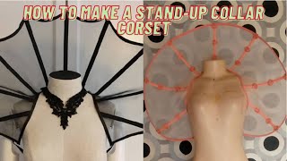 HOW TO MAKE A STANDUP NECK COLLAR CORSETTIEUP COLLAR WITH BONNING  CAGE ART TECHNIQUES [upl. by Enyahs98]