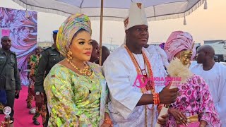 Ooni Of Ife HRM Oba Adeyeye Enitan Ogunwusi Arrives At His Inlaw 50th Birthday [upl. by Nerrual]