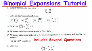 Math 1100 Tut 5 Part 2 2024  Binomial Expansions Practice [upl. by Naro]