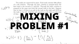 Two Tanks  Mixing Problems  Linear System of Diff EQs 1 [upl. by Suitangi]