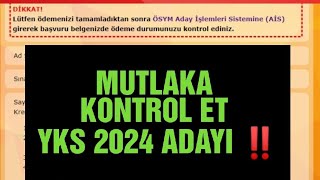 Dikkat Yks 2024 adayları bugün son gün ‼️ Mutlaka kontrol et  yks2024 2024yks [upl. by Eittap]