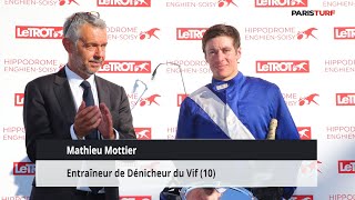 Mathieu Mottier entraîneur de Dénicheur du Vif 2611 à ParisVincennes [upl. by Melissa]