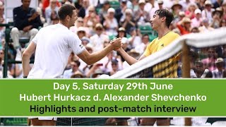 The Boodles 2024  Day 4 Friday 28th June  Hubert Hurkacz d Alexander Shevchenko [upl. by Komarek]