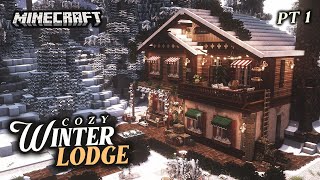 ˚ Lets Build Cozy Winter Lodge Pt 1 ❄️🌲┊Aesthetic Minecraft with Cocricot Miniaturia Mods [upl. by Ybanrab164]