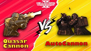 Helldivers 2 The Quasar Laser Cannon Vs The Autocannon [upl. by Ateuqal]