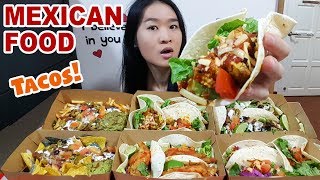 MEXICAN FOOD FEAST Tacos Loaded Nachos amp Chili Cheese Fries  Eating Show Mukbang [upl. by Ahsratan]