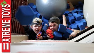 Box Fort Nerf Battle Ethan Vs Cole Nerf Attack in a Crazy Huge Cardboard Box Base [upl. by Thurlow]