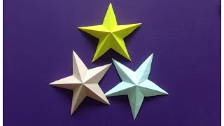 How to make a 3D paper star  Easy origami stars for beginners making  DIYPaper Crafts [upl. by Weiser748]