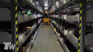 Drexel SLT30AC SwingMast Narrow Aisle Forklift in 56 inch Aisles total warehouse [upl. by Renfred]