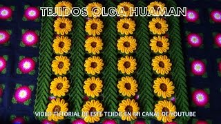 tejido en crochet CAMPO DE FLORES  video 1 hojas con flores como hacer la hoja [upl. by Senilec]