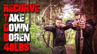 Recurve Take Down Bogen 40 LBS Camo  Review Test Outdoortest trick shot DeutschGerman  Fritz [upl. by Syhr901]