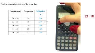 STANDARD DEVIATION FOR GROUPED DATA USING calculator CASIO fx 570MS [upl. by Sobel529]