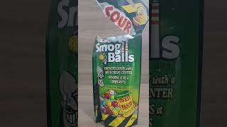 Trying Toxic Wastes Sour Smog Balls  sour candy review shorts [upl. by Eneluj]