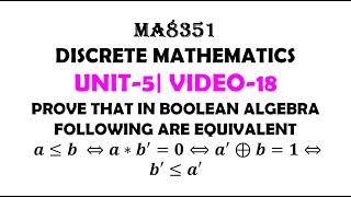 EQUIVALENTS IN BOOLEAN ALGEBRA  DISCRETE MATHEMATICS  UNIT5 VIDEO18 [upl. by Brodsky511]