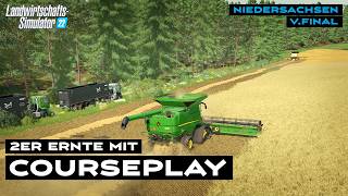 LS22  Nds22 Final 128  Zweite Roggenernte mit zwei Dreschern und Courseplay  Claas Xerion 12650 [upl. by Arebma]