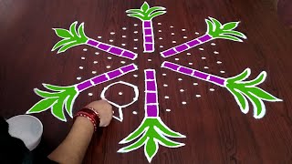 Dot Rangoli 11x6 middle dots  Bhogi Kundala Muggulu  Sankranthi Muggulu  Easy Pongal Pot [upl. by Archer]