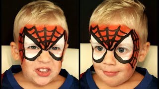 Easy Spiderman Face Painting for beginnerssimple Spiderman face painting mask [upl. by Gebelein]