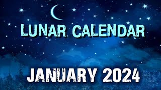 Lunar Calendar for January 2024 moon phases haircut [upl. by Vershen165]