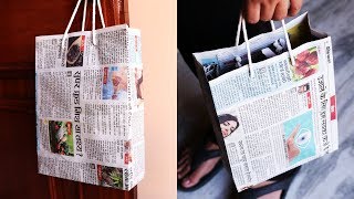 How to Make a Paper Bag with Newspaper – Paper Bag Making Tutorial Very Easy [upl. by Benn]