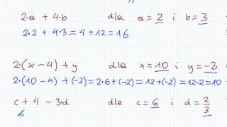 Obliczanie wartości wyrażeń algebraicznych  Matematyka Szkoła Podstawowa i Gimnazjum [upl. by Nyved238]