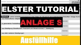 Anlage S Selbstständige  Steuererklärung selber machen  ELSTER Tutorial  Erklärung [upl. by Eelsel]