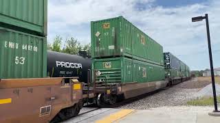 UP Z Train flies through La Plata at nearly 70 mph and meets a BNSF Manifest Train on 062224 [upl. by Iddet]