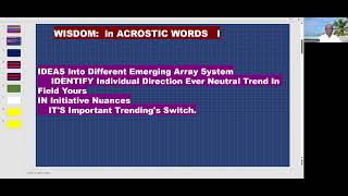 IDEAS in ACROSTIC POEM  WISDOM in ACROSTIC WORDS I [upl. by Branen508]