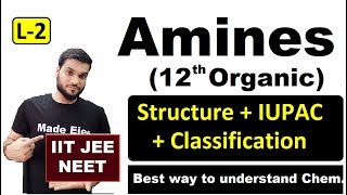 L2 Amines 12th Organic  Structure  Classification  IUPAC naming  JEE NEET [upl. by Staford805]