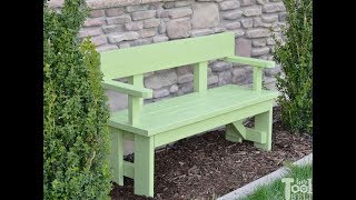 DIY Outdoor Wood Bench with Back and Arm Rests [upl. by Garda110]