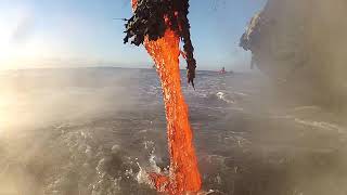 Amazing up close footage of Lava entering the ocean [upl. by Saxela]