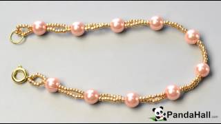 134 Pearl Bracelet Pattern How to Make Wide Pink and White Pearl Bead Bracelets 1 [upl. by Ellenid82]