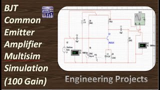 BJT Common Emitter Amplifier with 100 gain on Multisim [upl. by Ardnasac]