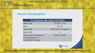 Complications of Percutaneous Endoscopic Biliary Lithectomy PEBL A Single Institution Experience [upl. by Allina]