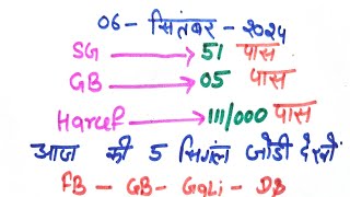 06सितंबर2024 Disawar Gali faridabad Ghaziabad आज की सिगंल जोड़ी Kalyansattaking [upl. by Asin]