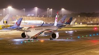 Biman 777300ER S2AFO Landing and take off at Manchester  August 2012 [upl. by Acirrej]