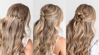 3 FALL HALF UPDOS 🍂 EASY HAIRSTYLES  Missy Sue [upl. by Draneb]