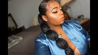 How To  Rubberband Ponytail With Kanekalon Braiding Hair  On Short Natural Hair [upl. by Moazami]