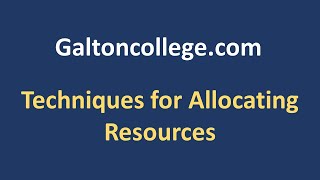 Techniques for allocating resources [upl. by Elisabeth]