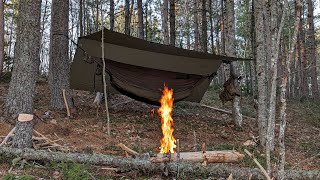 Camping in a Hammock amp Cooking over Fire [upl. by Ilah827]