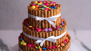 How to Make Gold Wafer Stick Cake with Smarties [upl. by Enitsud694]