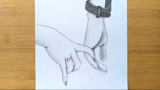 Romantic Couple Holding Hands pencil sketch  How to draw Holding Hands [upl. by Ammamaria]