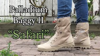 Palladium  Monochrome Baggy II  Safari  On feet and close up review [upl. by Nialb342]