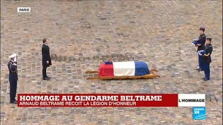 quotAux mortsquot  Arnaud Beltrame reçoit la Légion dhonneur à titre posthume  Hommage national [upl. by Rol]