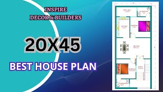 20X45 Building Plan II 900 Sq Ft House Plan II North Facing Home Map II 20X45 Makaan Ka Naksha [upl. by Karil]