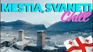 Mestia Georgia  chill out relaxing drone footage of a magnificent winter wonderland [upl. by Ynnus945]