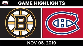 NHL Highlights  Bruins vs Canadiens – Nov 5 2019 [upl. by Ambur]